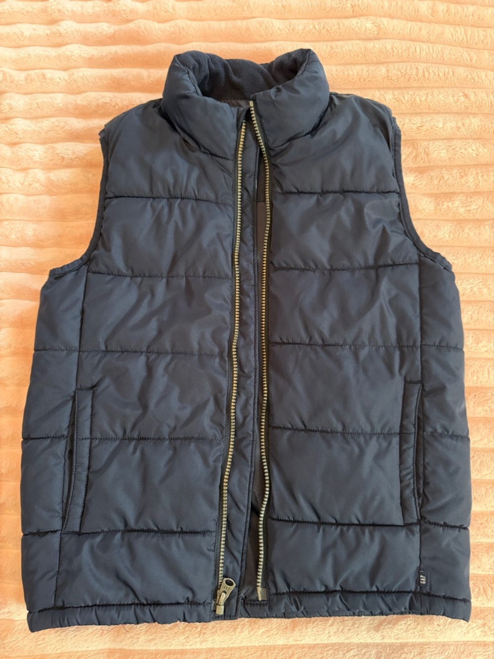 Boys L Navy Quilted Puffer Vest - Lightweight Warmth